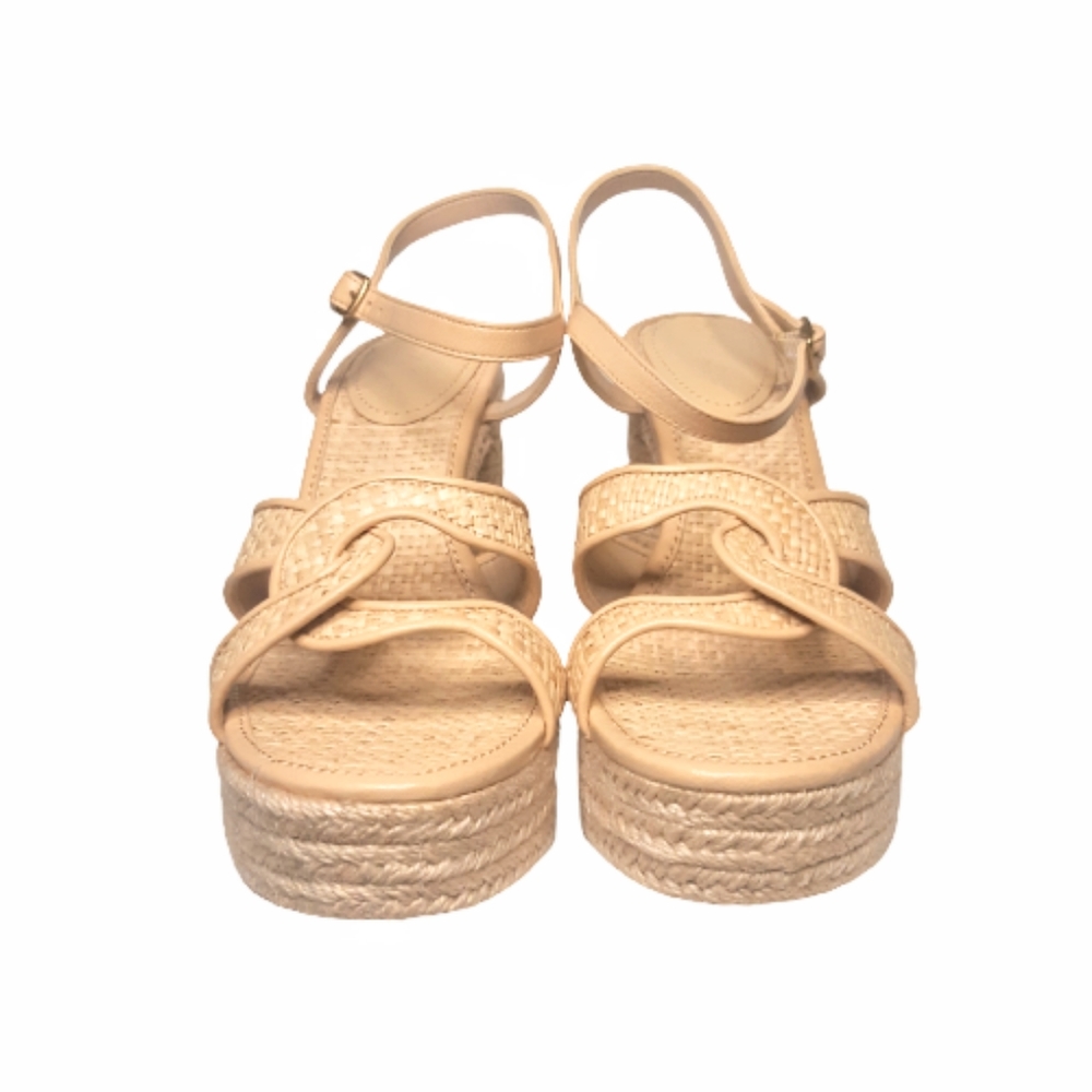 Coach Talina Raffia Strapy Platform Chunky Block Heel Sandal Espadrilles Boho - Picture 4 of 13